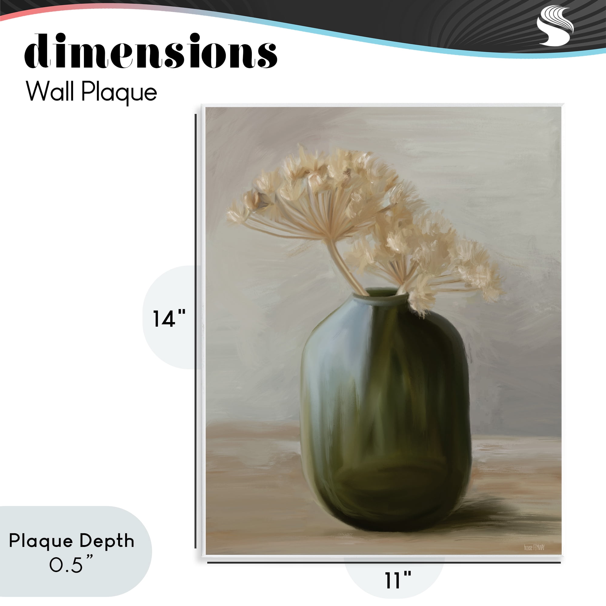Stupell Industries Dried Blooms in Green Vase Wall Plaque Art, design by House Fenway