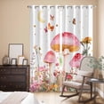 thumbnail image 3 of Pink Mushroom Kitchen Curtains 84 Inch Length, Spring Botanical Summer Floral Elegant Grommet Top Bedroom Living Room Curtains, Light Filtering Cafe Curtain Drapes 2 Panels Set 84''x84'', 3 of 9