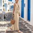 thumbnail image 7 of Women's Sleeveless Summer Maxi Dress, Elegant Ruched Cross Front Swing Wedding Guest Casual Dresses, 7 of 7