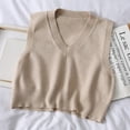 thumbnail image 1 of Version Coréenne du Petit Gilet Tricoté Ample à Col en V Parfumé, Beige, 1 of 6