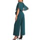 thumbnail image 3 of Mono de manga rizada Inspire Chic para mujer, casual elegante, con cinturón en la cintura, pantalones de pierna ancha, atuendo de una pieza, S Verde Oscuro, 3 of 6