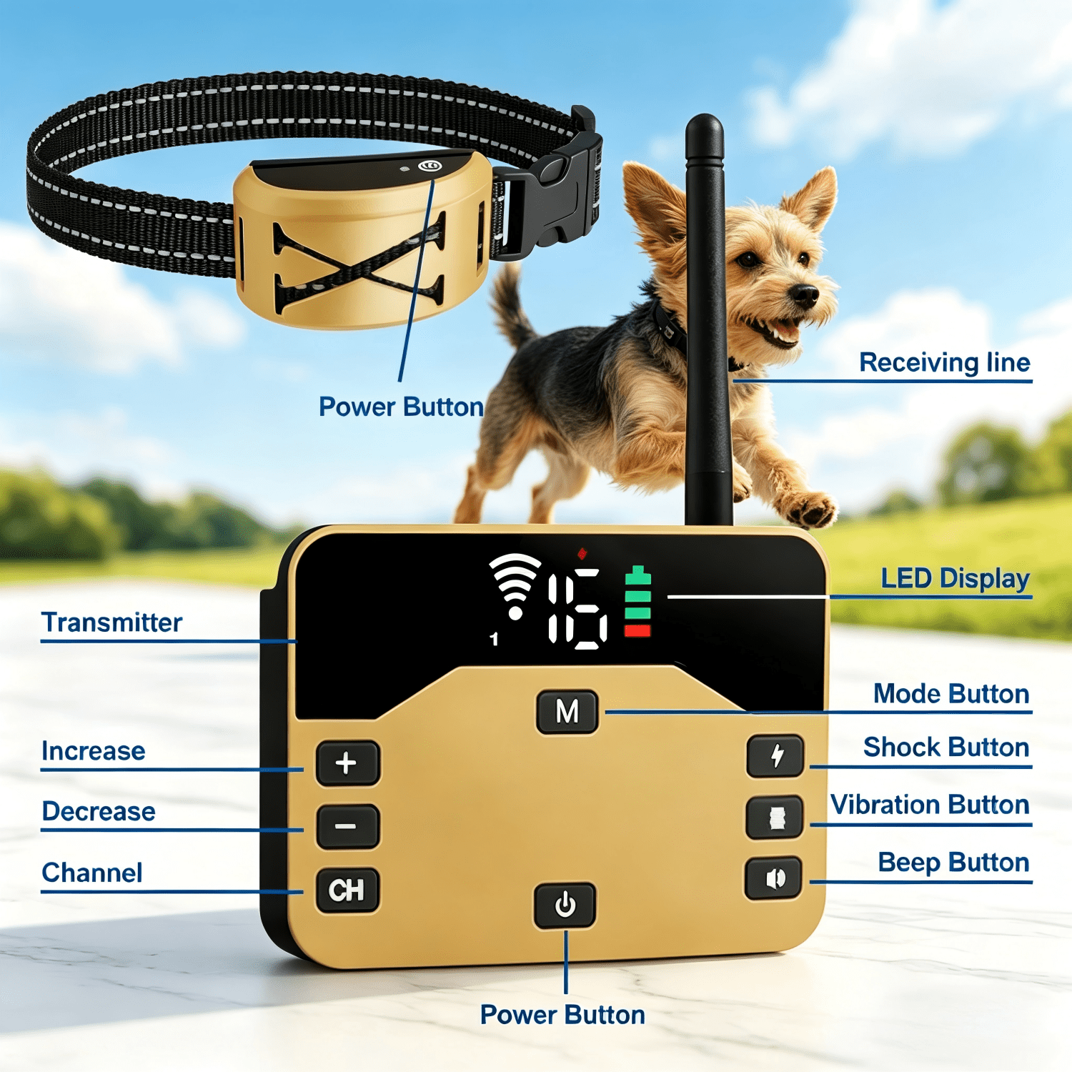 Wireless Dog Fence, Electric Dog Fence & Training Collar with Remote,Portable Dog Training Collar Electric Dog Boundary Container,Adjustable Control Range,Waterproof,Harmless,for 1 2 3 Dogs
