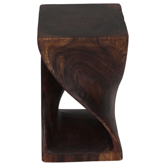 Haussmann Original Wood Twist End table, Mocha Finish, Solid Rain Tree Wood, 12 x 12 x 20 in