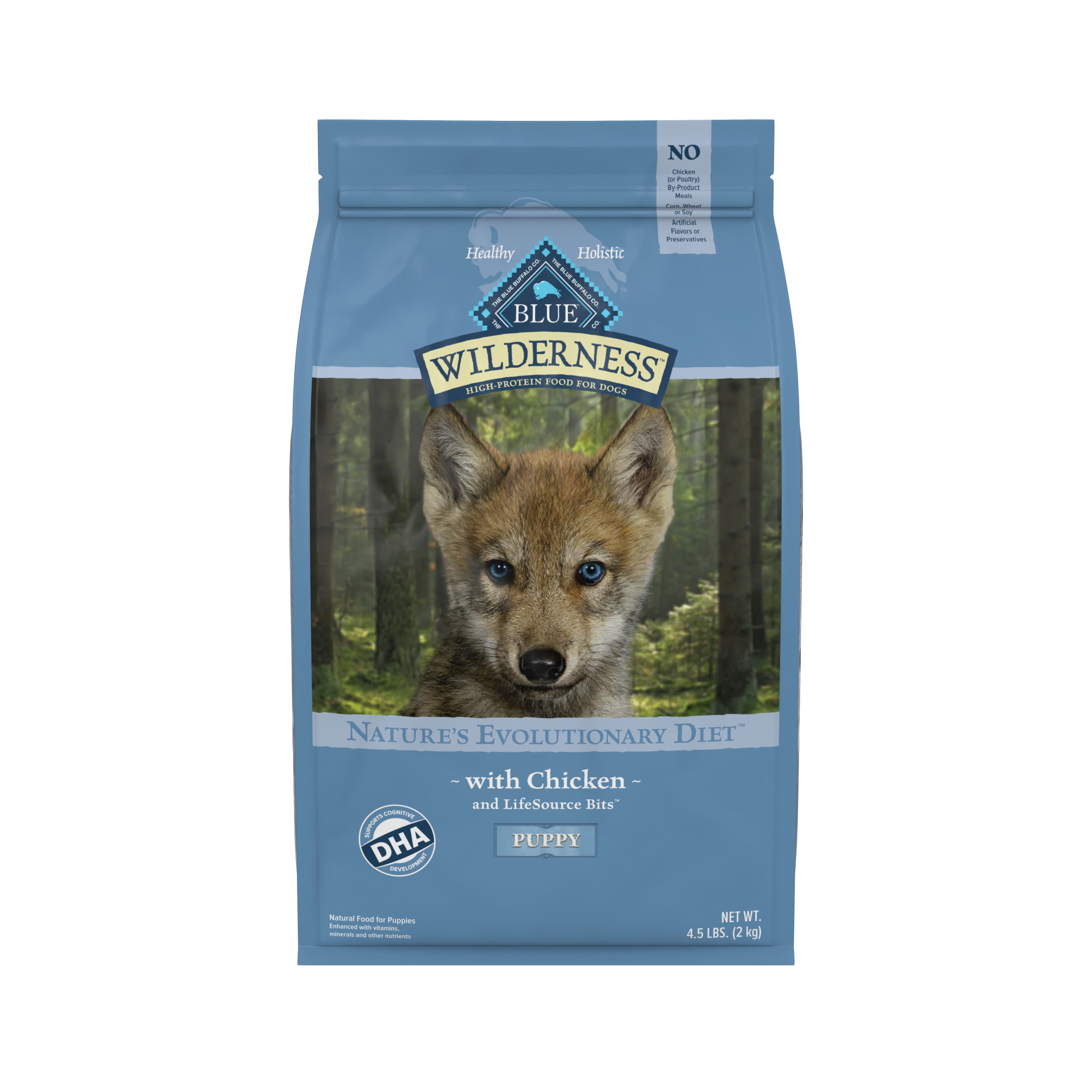 Blue Buffalo Wilderness High Protein Chicken Dry Dog Food for Puppies, Grain-Free, 4.5 lb. Bag