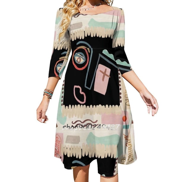 Vestido de escote cuadrado Camuamessage 2, vestido de verano elegante para mujer, vestido con estampado halter Camua Curacaou