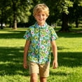 thumbnail image 5 of FINALGANG Boys Hawaiian Shirts Stylish Kids Button Down Shirt Graphic Print Summer Short Sleeve Shirts Lightweight Casual Shirt Tops School Daily Wear 11-12 Years, 5 of 5