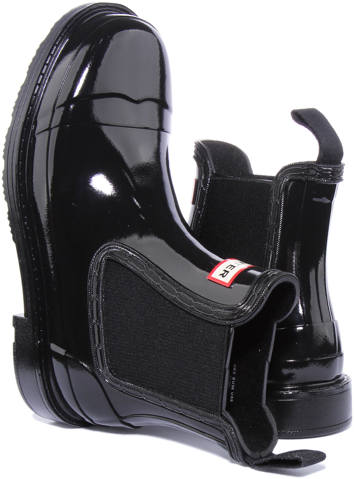 Hunter Original Women's Commando Gloss Chelsea Boots In