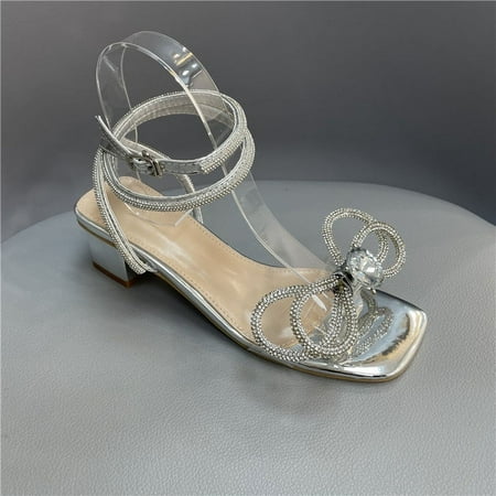 

IELGY rhinestone coarse sandals female fashion with high heels