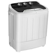 Costway 13lbs Portable Semi-Automatic Twin Tub Wash Machine W/ Built-In Drain Pump Black