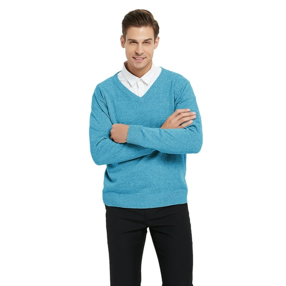 TOPTIE Men's Sweaters Casual Knitted Winter Pullover Tops-Blue-XL