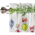 thumbnail image 5 of Christmas Kitchen Window Curtain Set with Tiers and Valance, 3 Pieces Rod Pocket Valances Colorful Xmas Balls Green Pine Needle Window Treatment Semi Sheer Kitchen Bedroom Decor (52"W x 18"L), 5 of 6