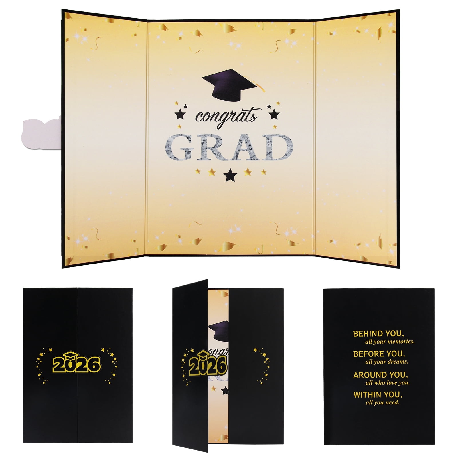 Nrnio 2026 Graduation Guest Book Black Gold, Class of 2026 Graduation Signature Sign in Book, Graduation Party Decorations Supplies for High School College, Congrats Grad Keepsake Gift for Her Him