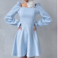 thumbnail image 3 of Robe à Manches Bouffantes Col Carré Taille Haute Style Pendule Printemps/été 2024, 3 of 5