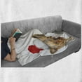 thumbnail image 6 of Christmas Soft Flannel Fleece Throw Blanket, Cat and Dog with Xmas Hats Domestic Pet Animals Holiday Celebration, Cozy Plush for Indoor and Outdoor Use, 50" x 70", Orange Grey Red, by Ambesonne, 6 of 6