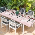 thumbnail image 2 of Pink Valentine's Day Table Cloths for 8 Foot Rectangle Tables, Spring Floral Eucalyptus Leaves Patio Waterproof Elastic Fitted Tablecloths, Washable Rectangular Table Cover for Camping, 2 of 8