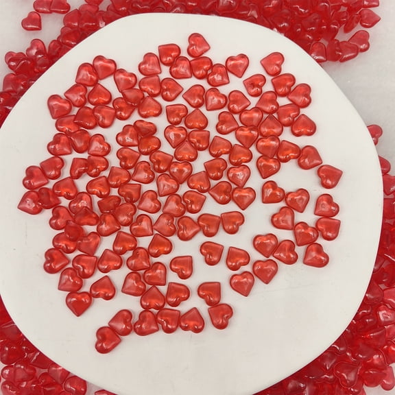Red Acrylic Heart Shaped 10Mm Smooth Surface Decorative Craft Accessories - Diy Crafting Supplies For Valentine's Day & Wedding Decoration - Valentine's Day Wedding Party