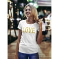 thumbnail image 2 of Shiny Golden Love Text T-Shirt Women -Image by Shutterstock, Female x-Large, 2 of 4