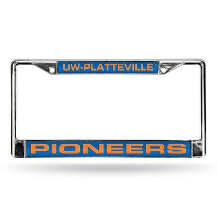 Wisconsin Platteville Pioneers Chrome Metal Laser Cut License Plate Frame