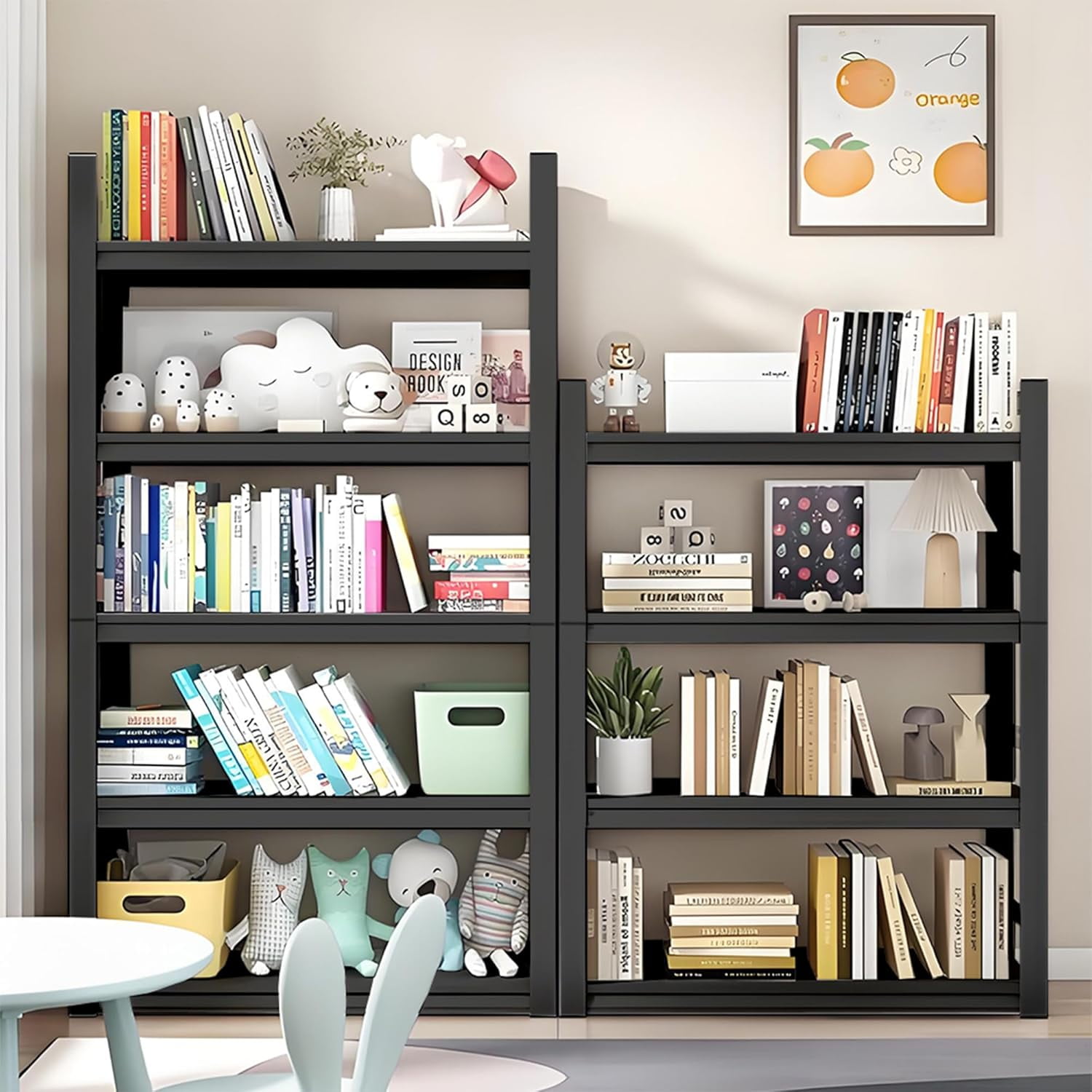 5 Tiers Book Shelves, Office Shelf Organizer, Heavy Duty Book Shelving, Adjustable Bookshelf, Freestanding Book Shelves, Book Shelves for Living Room, Black Bookshelves (47.2"W*23.6"D*72"H)