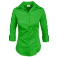 thumbnail image 1 of J. METHOD Chemise Boutonnée pour Femme Manches 3/4 Col Roulé Extensible Bureau Travail Formel Décontracté Blouse Basique Haut NEWT01 Lime TG, 1 of 6