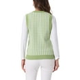 thumbnail image 3 of INSPIRE CHIC Women's Sweater Round Neck Sleeveless Houndstooth Plaid Knitted Sweater XS Green, 3 of 5