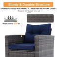 thumbnail image 5 of JOIVI 8-Piece Wicker Patio Conversation Set with 50,000 BTU Gas Fire Pit Table, Rattan Outdoor Sectional Sofa Furniture Set with Storage Box and 45” Fire Pit for Garden, Deck, Backyard, Navy Blue, 5 of 13