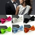thumbnail image 2 of LEEYNEER Men Classic Solid Color Bowtie Necktie Tuxedo Wedding Party Adjustable, 2 of 8