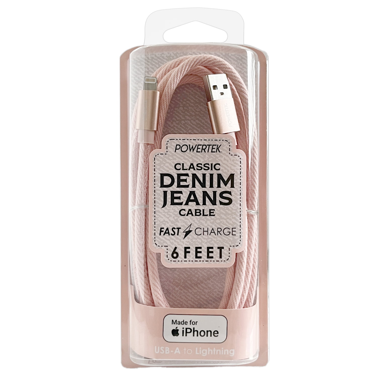 Liquipel Powertek Denim USB-A to Lightning - Pink