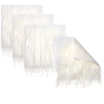9.8x9.8In Soft Fur Square Cuts,4Pcs Fur Faux Locker Fabric,White Shaggy Synthetic Plush Patch for Christmas Costumes,Apparel,Pillows Decor
