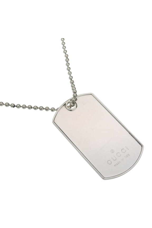 Pre-Owned Gucci Dog Tag Necklace, Ball Chain, Sterling Silver 925, Approx. 31.6g, Unisex
