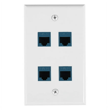 Ethernet Wall Plate 4 Port Wall Plate Female-Female Compatible with for Cat7/6/6E/5/5E _wm25