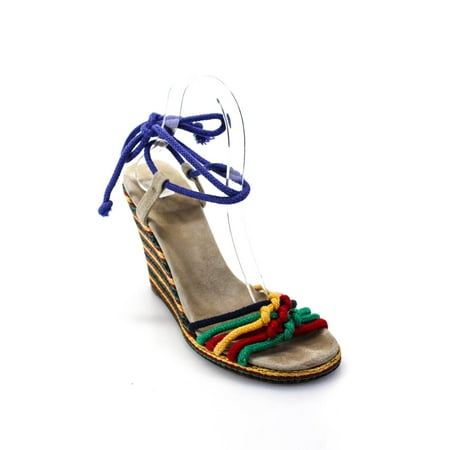 

Pre-owned|Marc Jacobs Womens Lace Up Rope Wedge Sandals Multicolor Size 39 9