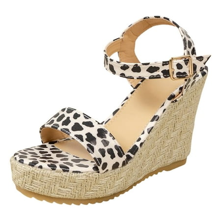 

LUOGENLI Female Summer Sandals Women Platform Trendy Women s Plus Size Shoes Thick Soled Sandals Buckle Straps Wedge Heels Rope Light Soled Thick Soled Wedge Sandals for Women Sandals Women Wide