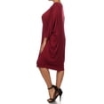 thumbnail image 3 of Women's Plus Size Casual Solid Loose Fit 3/4 Sleeve Dolman Sleeve Midi Dress, 3 of 5