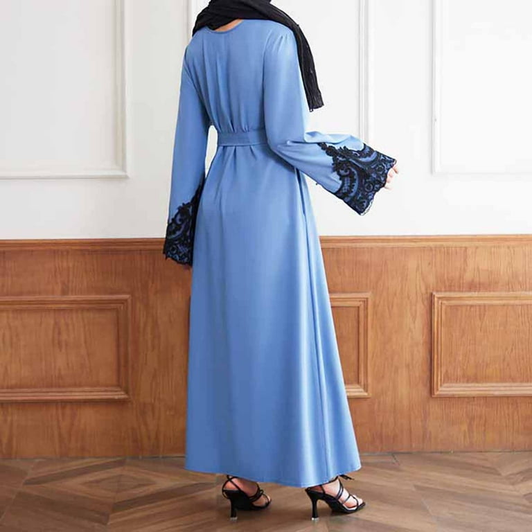 Women Dress Crew Neck Long Sleeve Pullover Summer Casual Maxi Dress With  Belt Elegant Abaya Evening Gown Dresses for Women 5x Instant Hijab Two  Piece Dress Formal Dresses for Women Fancy plus