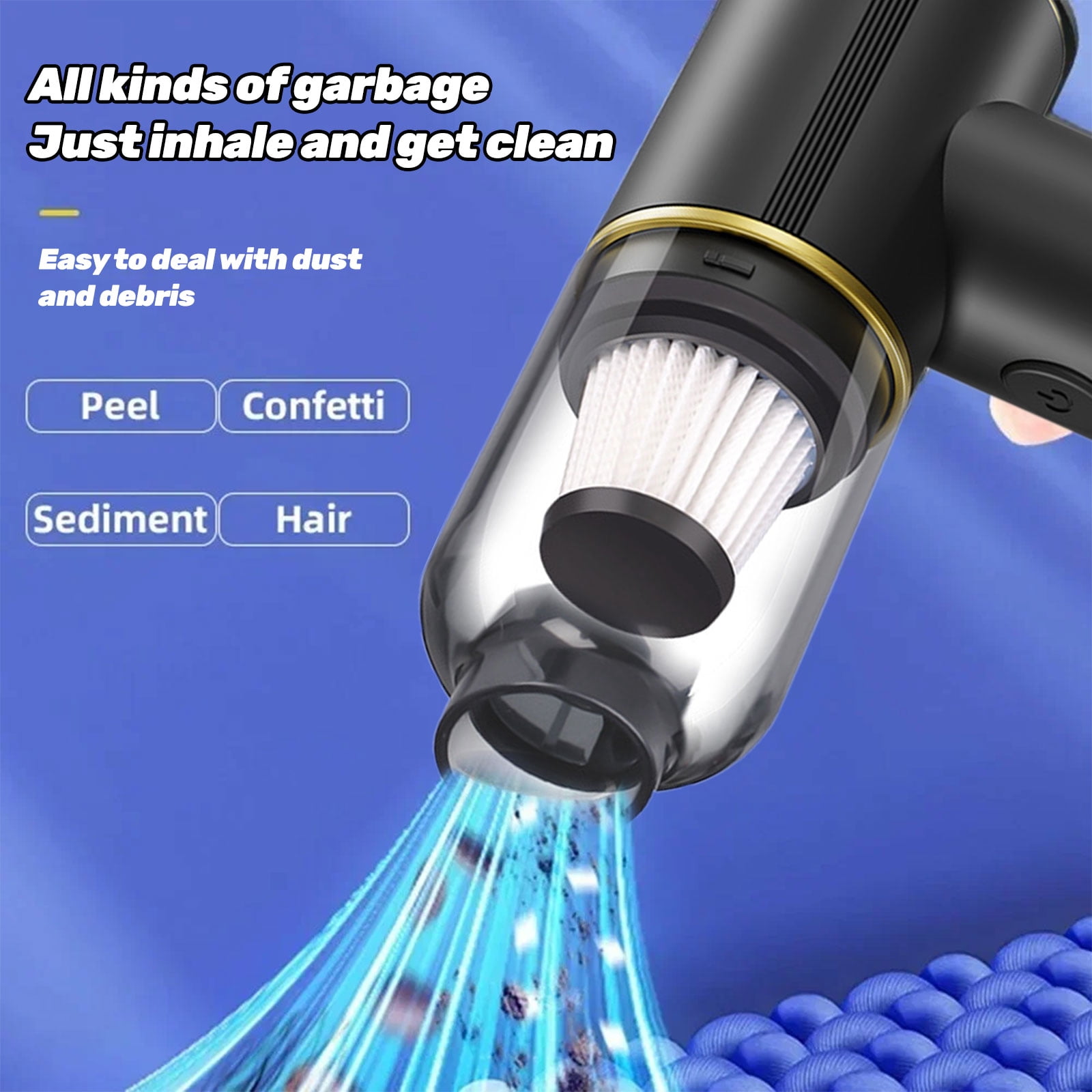 Portable Car Vacuum Cleaner High Power 12000PA, 6 in 1 Cordless Rechargeable Handheld Vacuum, Air Blower Pump Duster for Car Home Office Pet Hair.(USB-C Charging Port)