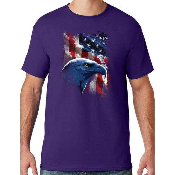 Mens American Icon Patriotic Eagle T-shirt, 4XL Deep Purple