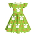 thumbnail image 3 of Mitankcoo Girls Easter Dresses Cute Print Flutter Sleeve Crew Neck A-Line Dress for Daily Fashion Wear 3-14Y, 3 of 7