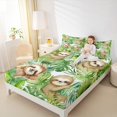 thumbnail image 4 of Homewish Cartoon Sloth Twin Sheet Sets 3pcs for Kids Children Teens,Jungle Animal Twin Fitted Sheet Microfiber,Green Tropical Leaves Breathable Flat Sheet,Breathable Home Decor, 4 of 7