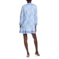 thumbnail image 2 of Sail to Sable womens  V-Neck Ruffle Hem Linen-Blend Dress, l, Blue, 2 of 3