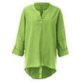 thumbnail image 5 of Tiqkatyck Womens Tops Clearance, Women Casual Long Sleeve V Neck Shirt Women's Solid Color Plu Size Top Blouse Loose Summer Tops for Women 2024 Trendy Mint Green L, 5 of 6