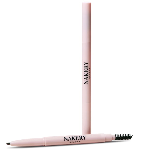 Nakery Universal Eye Brow Pencil Duo - Lápiz de cejas 3 en 1 con tecnología Color-Adapt para cejas naturales e impecables - Delineador de cejas de precisión impregnado con aceite de ricino, ácido hial