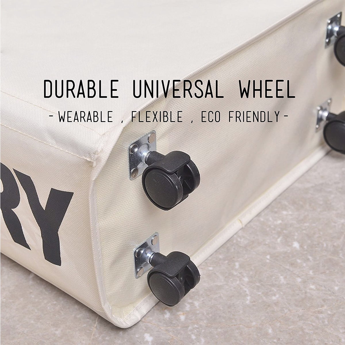 Caroeas 24" Pro+ Wheeled Laundry Hamper Beige Breathable Cover Heavy Duty Laundry Sorter Dirty Clothes Organizer Waterproof Foldable Laundry Basket Extra Large Cotton Laundry Bag
