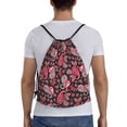 thumbnail image 2 of Drawstring Backpack - Red Gray Black Paisley Splash Proof Small Drawstring Gym Bag for Women Men, Cinch Sports String Bag Backpack for Travel Swimming Beach, 2 of 8