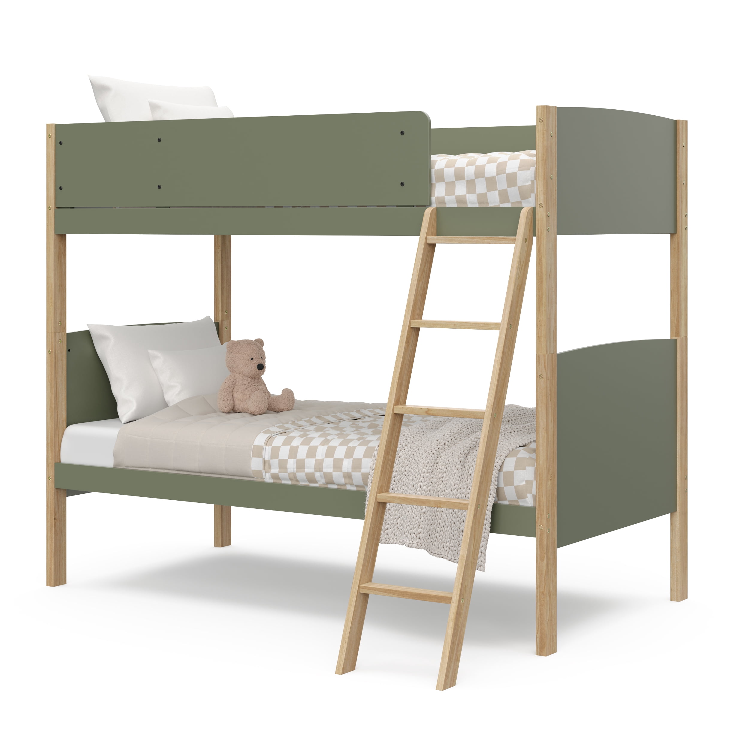 Storkcraft Next Delray Twin-over-Twin Bunk Bed, Olive with Natural