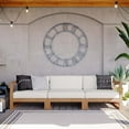 thumbnail image 3 of Lounge Sectional Sofa Chair Set, White Natural, Teak Wood, Fabric, Modern Contemporary, Outdoor Patio Balcony Cafe Bistro Garden Furniture Hotel Hospitality, 3 of 10