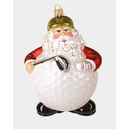 - Golf Ball Body Santa Claus Polish Glass Christmas Tree Ornament Sports Golfing