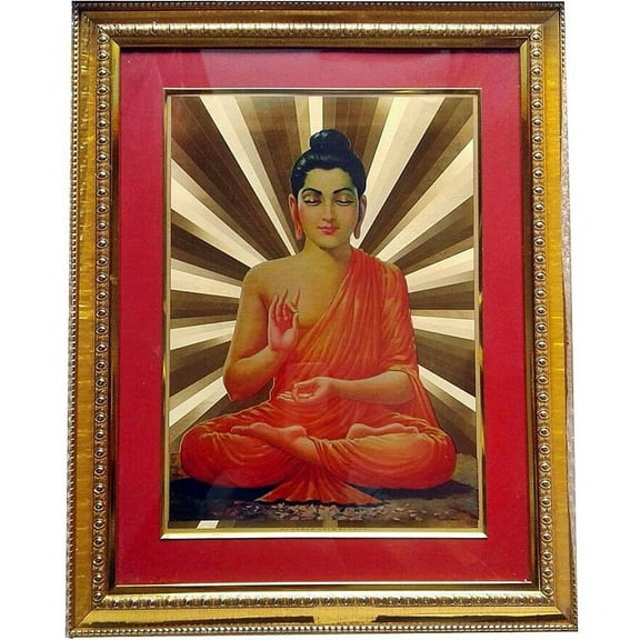 Favors Handicraft 16" x 14" 24 Carat Gold Plated Gautam Buddha Picture Frame