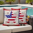 thumbnail image 5 of Independence Day Pillow Covers 2 Pack Flag Day Retro Blue Red Star Fireworks Stripes Pillowcase Waterproof Outdoor Throw Pillow Cover for Patio Garden Square Cushion 24”x24”, 5 of 9