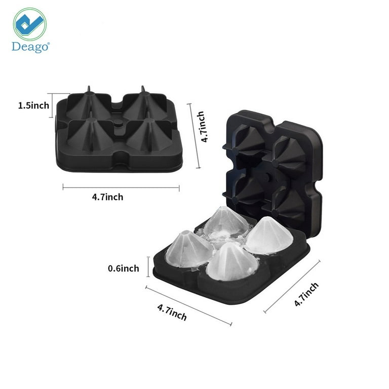 2 in 1, Aidacom Diamond Rose Ice Molds & Large Ice Cube Trays, Giant Fancy  Shape Ice, 17 Big Square Ice, Silicone Rubber Funny Cool Ice Ball Maker for